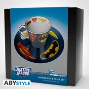 DC Comics tükrös bögre és tányér készlet "Logo"