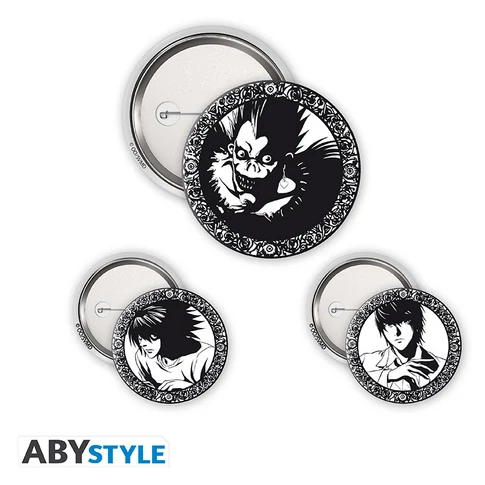 DEATH NOTE - kitűző szett - Light, L & Ryuk